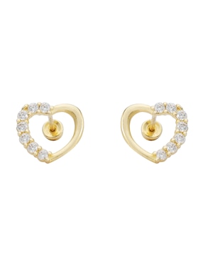 Broqueles de corazón Ttvarios de oro 14 K con acabado texturizado zirconia