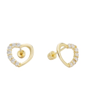 Broqueles de corazón Ttvarios de oro 14 K con acabado texturizado zirconia