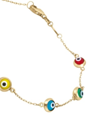 Pulsera Cristal Joyas de oro amarillo 14 k con acabado pulido