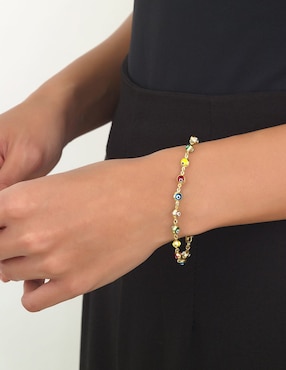 Pulsera Cristal Joyas de oro amarillo 14 k con acabado pulido