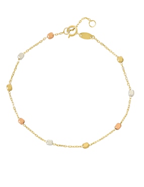 Pulsera Cristal Joyas de oro amarillo 14 k con acabado pulido
