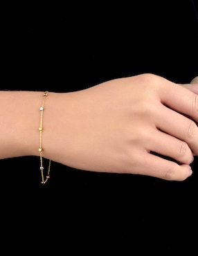 Pulsera Cristal Joyas de oro amarillo 14 k con acabado pulido