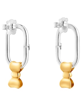 Aretes largos Tous Ribbon de plata P 925 con acabado brillante