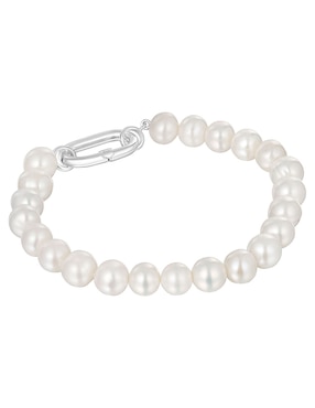 Pulsera Tous de plata con perla p 925 Hold Oval con acabado lustre