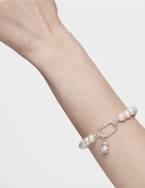 Pulsera Tous de plata con perla p 925 Hold Oval con acabado lustre