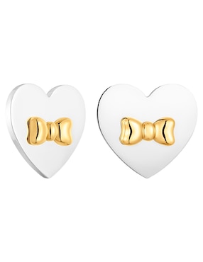 Broqueles de corazón Tous Ribbon de plata P 925 con acabado brillante