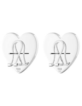 Broqueles de corazón Tous Ribbon de plata P 925 con acabado brillante