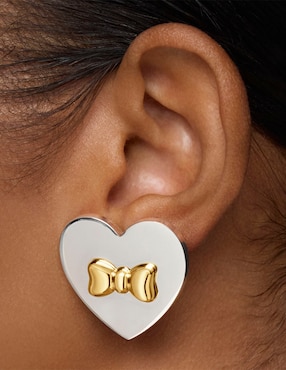 Broqueles de corazón Tous Ribbon de plata P 925 con acabado brillante