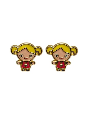 Broqueles de Niña Mardia de oro 14 K con acabado esmaltado