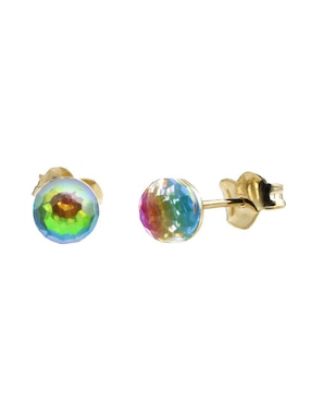Broqueles de esfera Abba Joyas de oro 10 K con acabado brillante zirconia