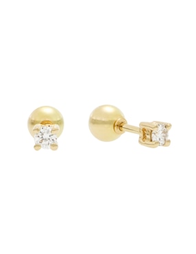 Broqueles Valoro Classy de oro amarillo 14 k con acabado liso diamante