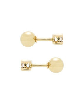 Broqueles Valoro Classy de oro amarillo 14 k con acabado liso diamante