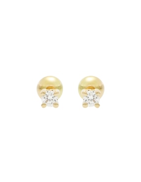 Broqueles Valoro Classy de oro amarillo 14 k con acabado liso diamante