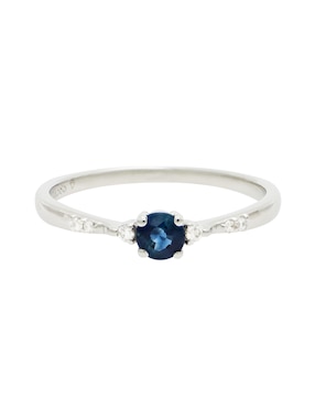 Anillo Valoro Classy 14 k de oro blanco zafiro y diamante