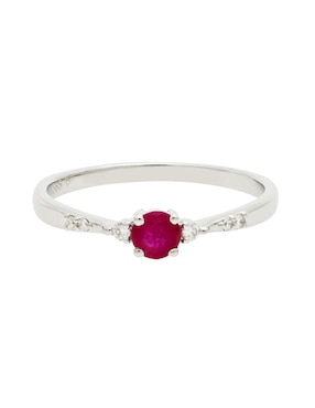 Anillo Valoro Classy 14 k de oro blanco rubí y diamante