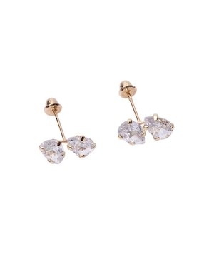 Broqueles de Pera Mardia de oro 14 K con acabado brillante zirconia