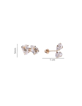 Broqueles de Pera Mardia de oro 14 K con acabado brillante zirconia
