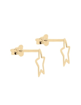 Aretes cortos de estrella Klamore Star de oro 14 K con acabado brillante