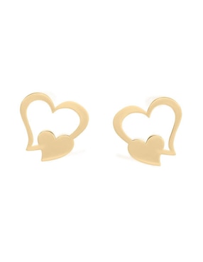 Aretes cortos de corazón Fianelli Heart de oro 14 K con acabado brillante