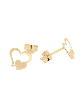 Aretes cortos de corazón Fianelli Heart de oro 14 K con acabado brillante