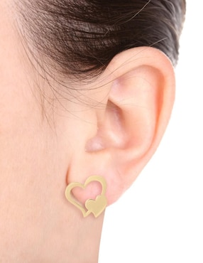 Aretes cortos de corazón Fianelli Heart de oro 14 K con acabado brillante
