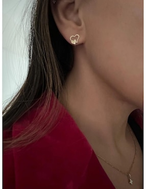 Aretes cortos de corazón Fianelli Heart de oro 14 K con acabado brillante