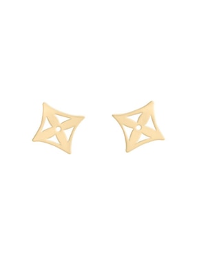 Aretes cortos Cuadrados Fianelli Flors de oro 14 K con acabado brillante