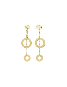 Aretes largos circulares Fianelli Leilani de oro 14 K con acabado brillante