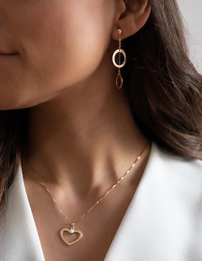 Aretes largos circulares Fianelli Leilani de oro 14 K con acabado brillante