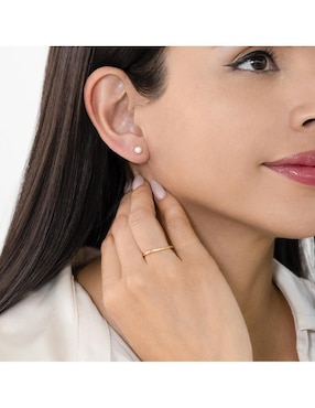 Broqueles circulares Abba Joyas de oro 10 K con acabado brillante Perla