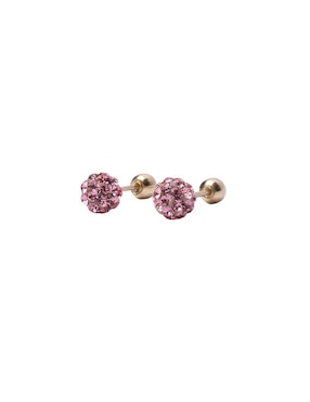 Broqueles de esfera Mardia de oro 14 K con acabado brillante zirconia