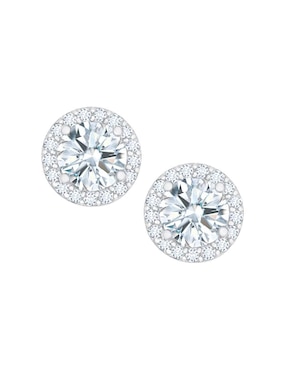 Broqueles redondos Clepsidra de plata P 925 con acabado Plateado zirconia