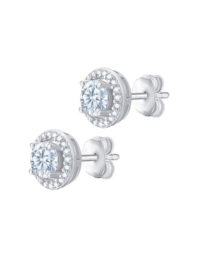 Broqueles redondos Clepsidra de plata P 925 con acabado Plateado zirconia