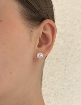 Broqueles redondos Clepsidra de plata P 925 con acabado Plateado zirconia