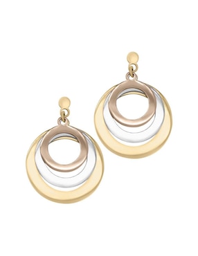 Aretes cortos circulares Fianelli Tiare de oro 14 K con acabado brillante