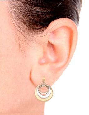 Aretes cortos circulares Fianelli Tiare de oro 14 K con acabado brillante