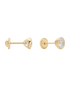 Broqueles Ttvarios Tetera de oro amarillo 14 K con acabado brillante zirconia