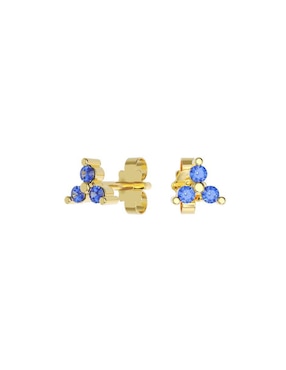 Set de aretes triangulares Fonelli de oro 14 K con acabado pulido zirconia