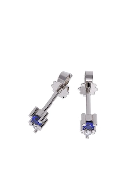 Set de aretes redondos Fonelli de oro 14 K con acabado pulido zirconia