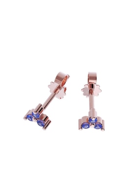 Set de aretes triangulares Fonelli de oro 10 K con acabado pulido zirconia