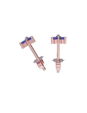 Set de aretes triangulares Fonelli de oro 10 K con acabado pulido zirconia