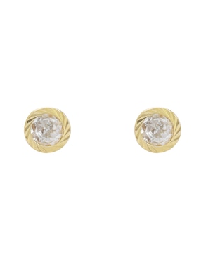 Broqueles circulares Ttvarios de oro14 K con acabado diamantado zirconia