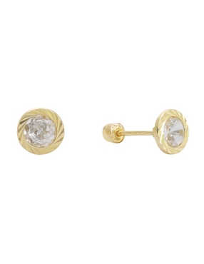 Broqueles circulares Ttvarios de oro14 K con acabado diamantado zirconia