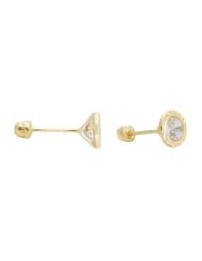 Broqueles circulares Ttvarios de oro14 K con acabado diamantado zirconia