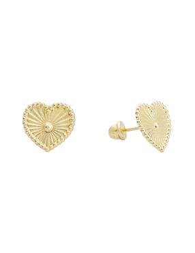 Broqueles de corazón Ttvarios de oro 14 K con acabado brillante