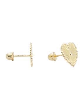 Broqueles de corazón Ttvarios de oro 14 K con acabado brillante