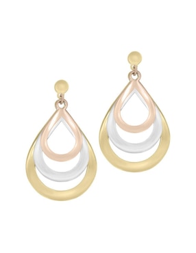 Aretes cortos ovalados Fianelli Patrizia de oro 14 K con acabado brillante