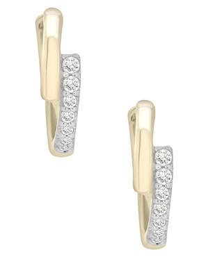 Huggies Mjj Brilliant Inc Hoop de oro 14 K con acabado pavé diamante