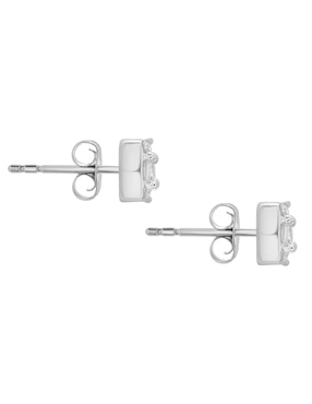 Broqueles rectangulares Mjj Brilliant Inc Stud de oro blanco 14 K con acabado liso diamante