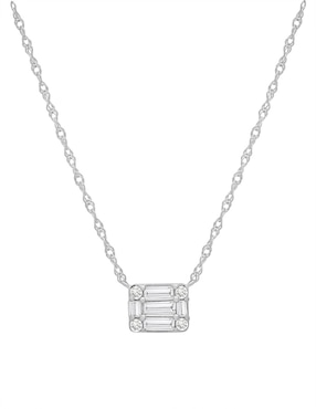Collar con dije Mjj Brilliant Inc de oro blanco 14 K